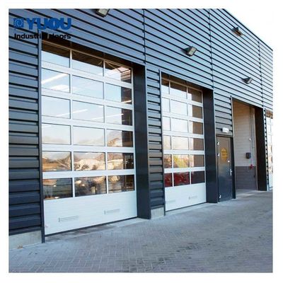 Transparent PC Glass Sectional Garage Doors Automatic Aluminum Frame 410mm