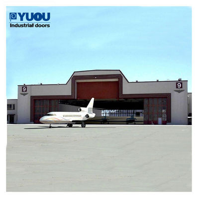 Double PVC Fabric Stacking Hangar Doors Steel 42m Width 17m Height IP64 For Airplane