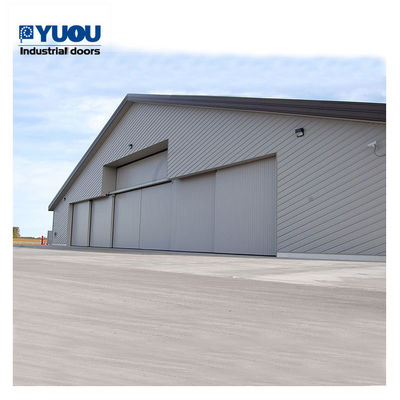 Automatic Sliding Folding Hangar Doors Ultra Large High Type PLC System 1.5KW Motor
